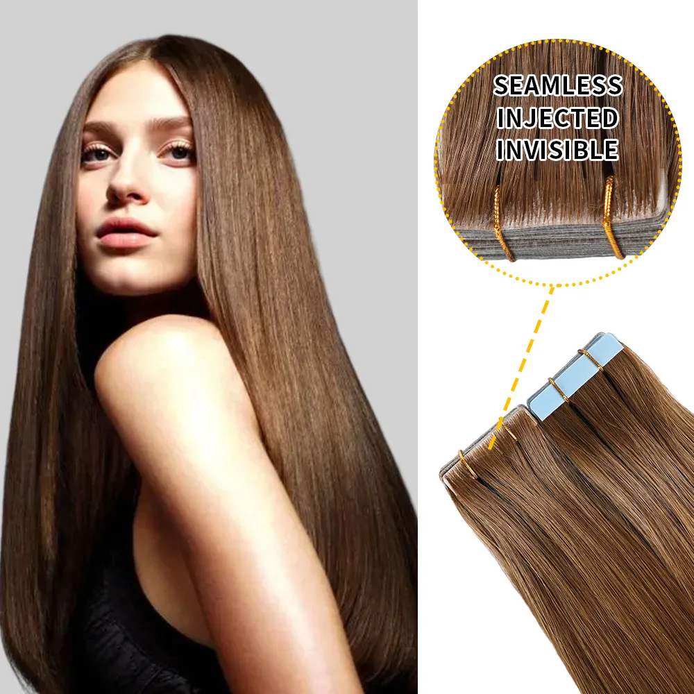 Seamless Hand-Tied Invisible Tape In Hair Extension 20Pcs Virgin Human Hair