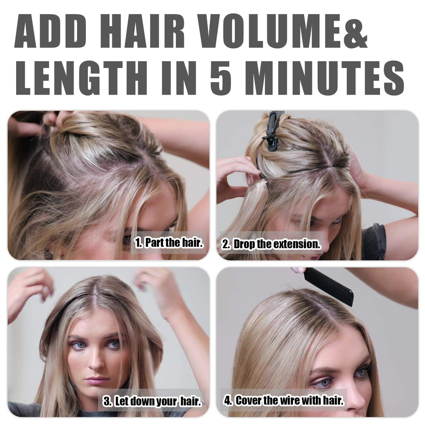 Remy Human Halo Hair Extensions Natural Hidden Wire