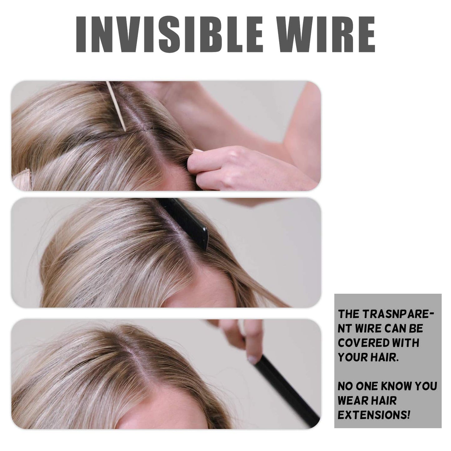 Remy Human Halo Hair Extensions Natural Hidden Wire