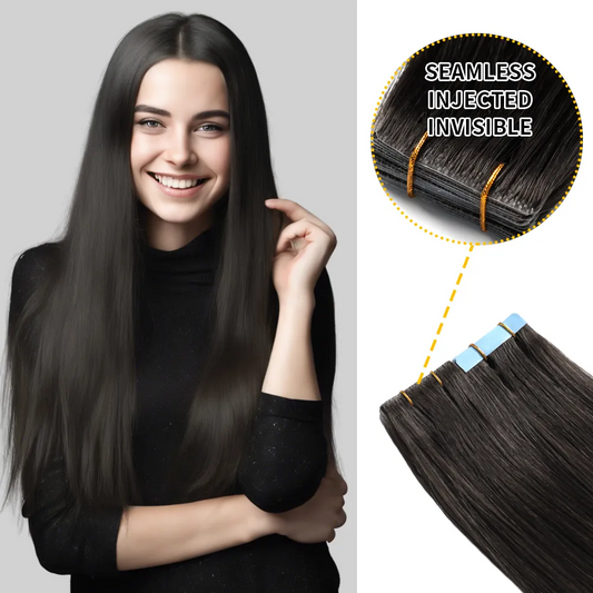Straight Seamless Invisible High Quality Tape In Human Hair Extensions