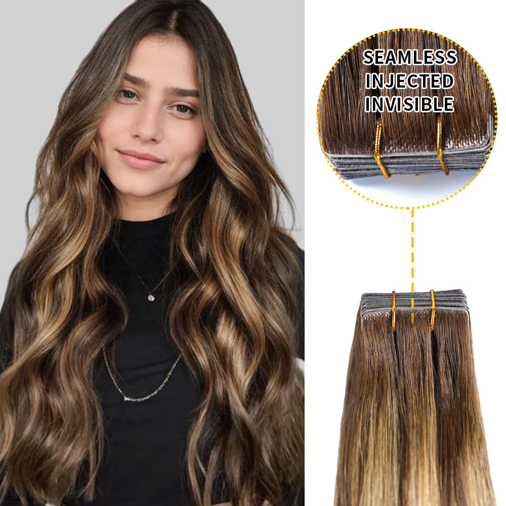 Ombre Balayage Human Hair Tape In Hair Extension Virgin Human Hair
