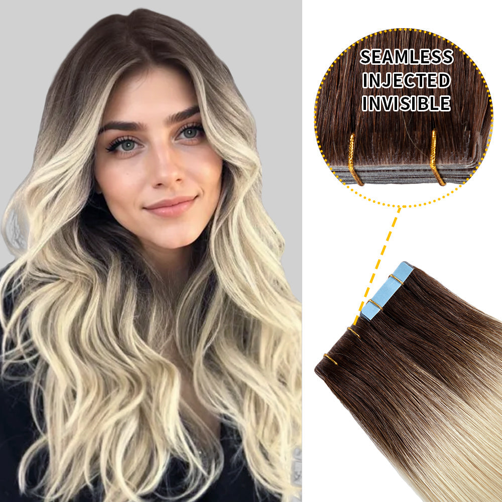 Ombre Balayage Human Hair Tape In Hair Extension Virgin Human Hair