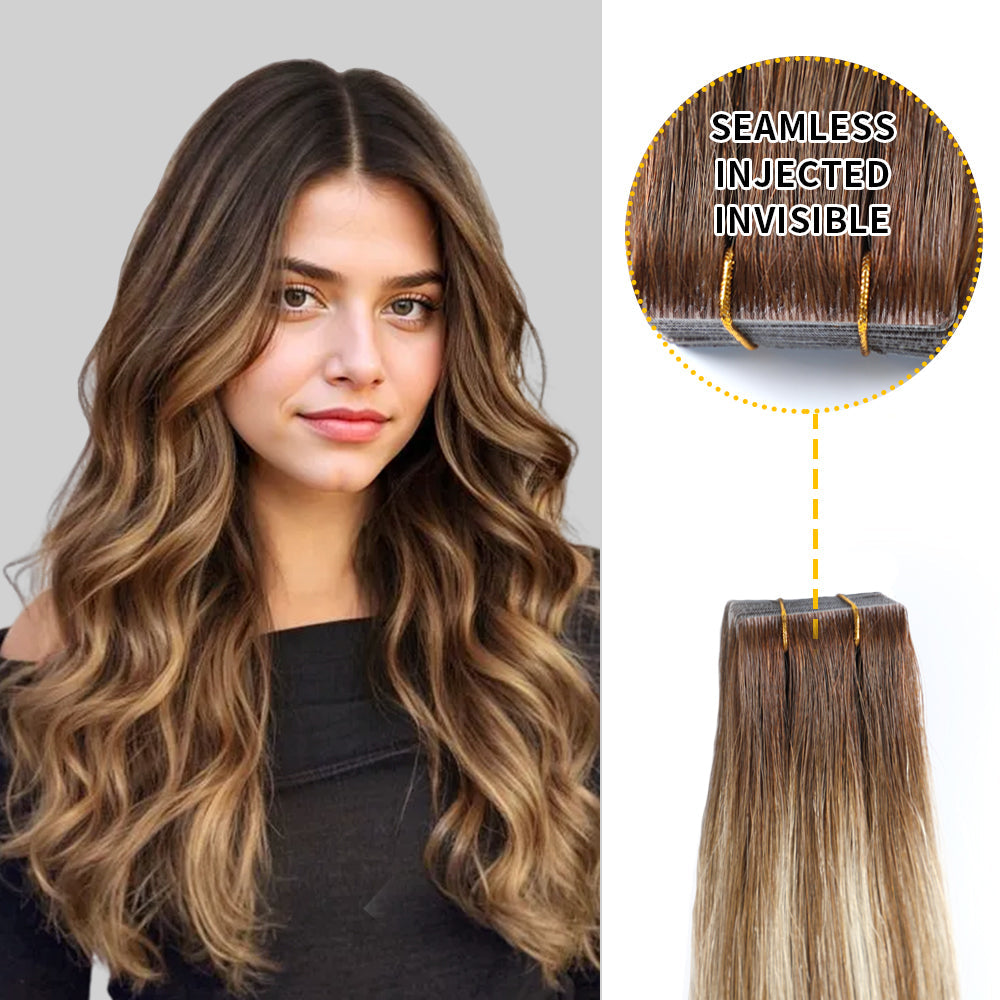 Ombre Balayage Human Hair Tape In Hair Extension Virgin Human Hair