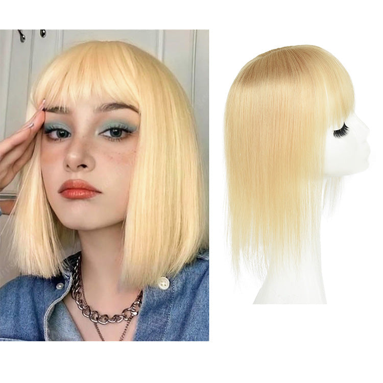Straight Human Hair Toppers for Women Real Human Hair With Bangs, Hair Pieces for Thinning Hair Wiglets