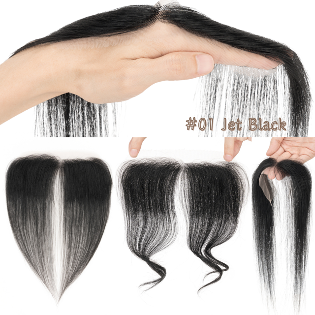 Lace Front Human Hair Toppers Hairline Hair Patch Hand-woven Single Knot Natural Invisible Replacement Hairpiece