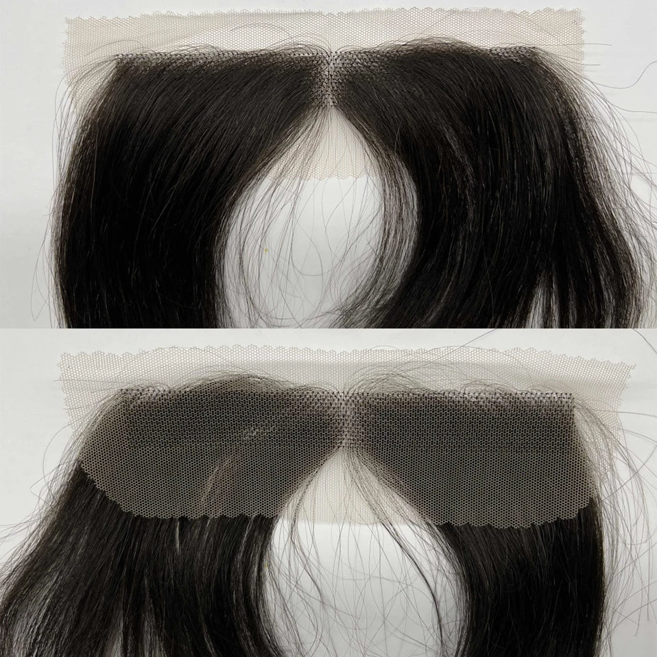 Lace Front Human Hair Toppers Hairline Hair Patch Hand-woven Single Knot Natural Invisible Replacement Hairpiece