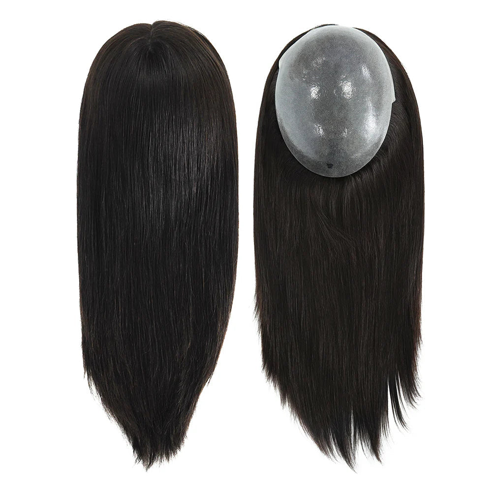 Injected Full Thin PU Base Human Hair Toppers for Women