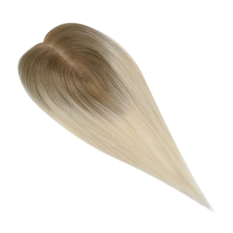 5"*5" Large Base Ombre Light Blonde Hair Toppers for Women 100% Human Hair Topper