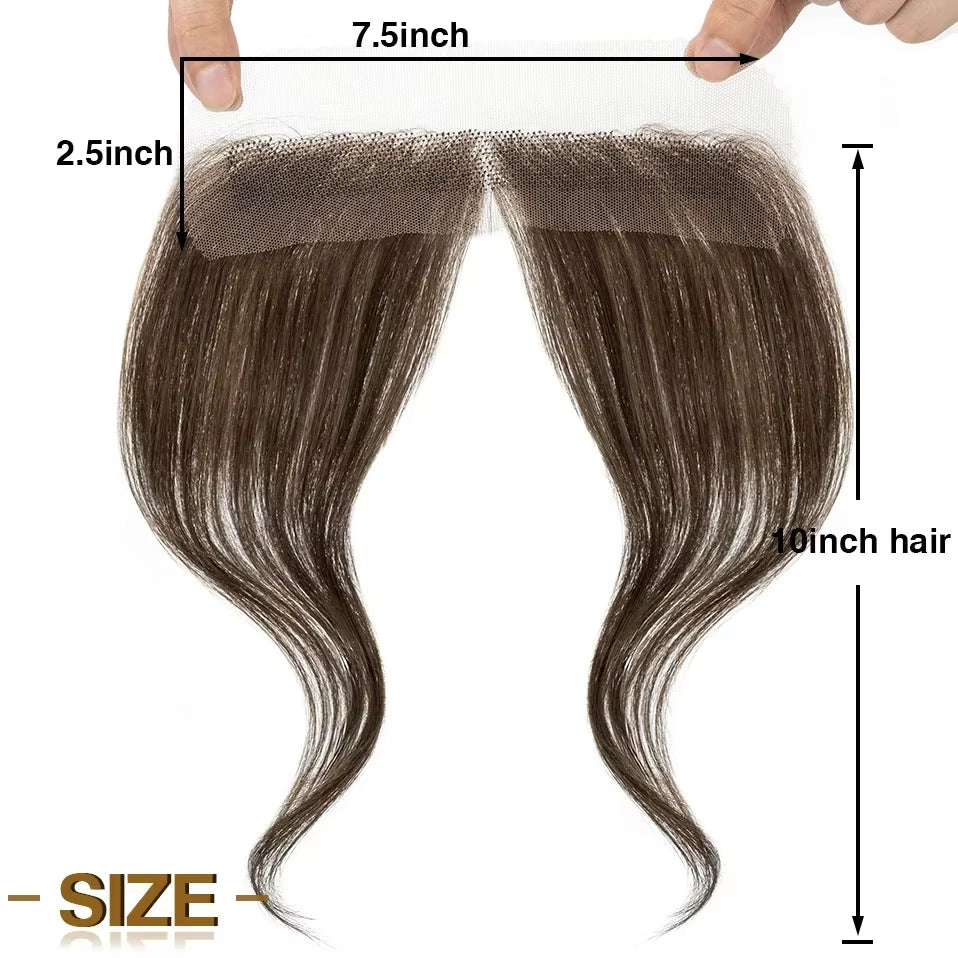 Lace Front Human Hair Toppers Hairline Hair Patch Hand-woven Single Knot Natural Invisible Replacement Hairpiece