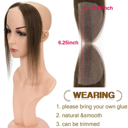 Lace Front Human Hair Toppers Hairline Hair Patch Hand-woven Single Knot Natural Invisible Replacement Hairpiece