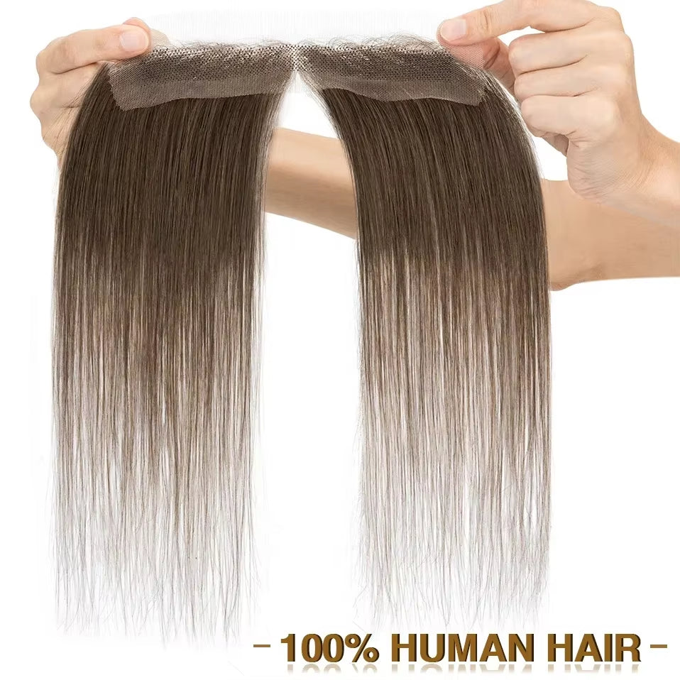 Lace Front Human Hair Toppers Hairline Hair Patch Hand-woven Single Knot Natural Invisible Replacement Hairpiece