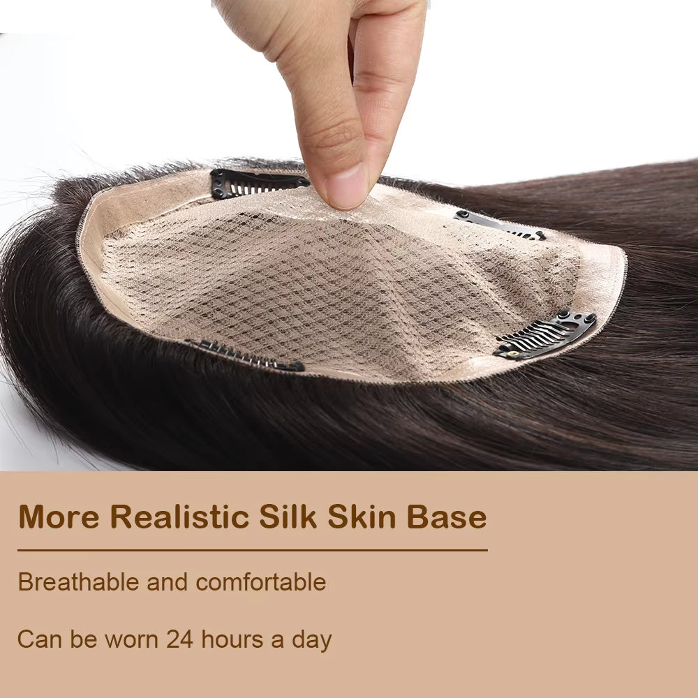 13*15CM Short Natural Hair Topper for Women Cover and Add Hair Volume for Thinning Hair