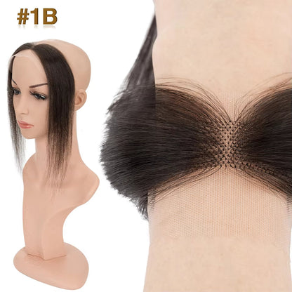 Lace Front Human Hair Toppers Hairline Hair Patch Hand-woven Single Knot Natural Invisible Replacement Hairpiece