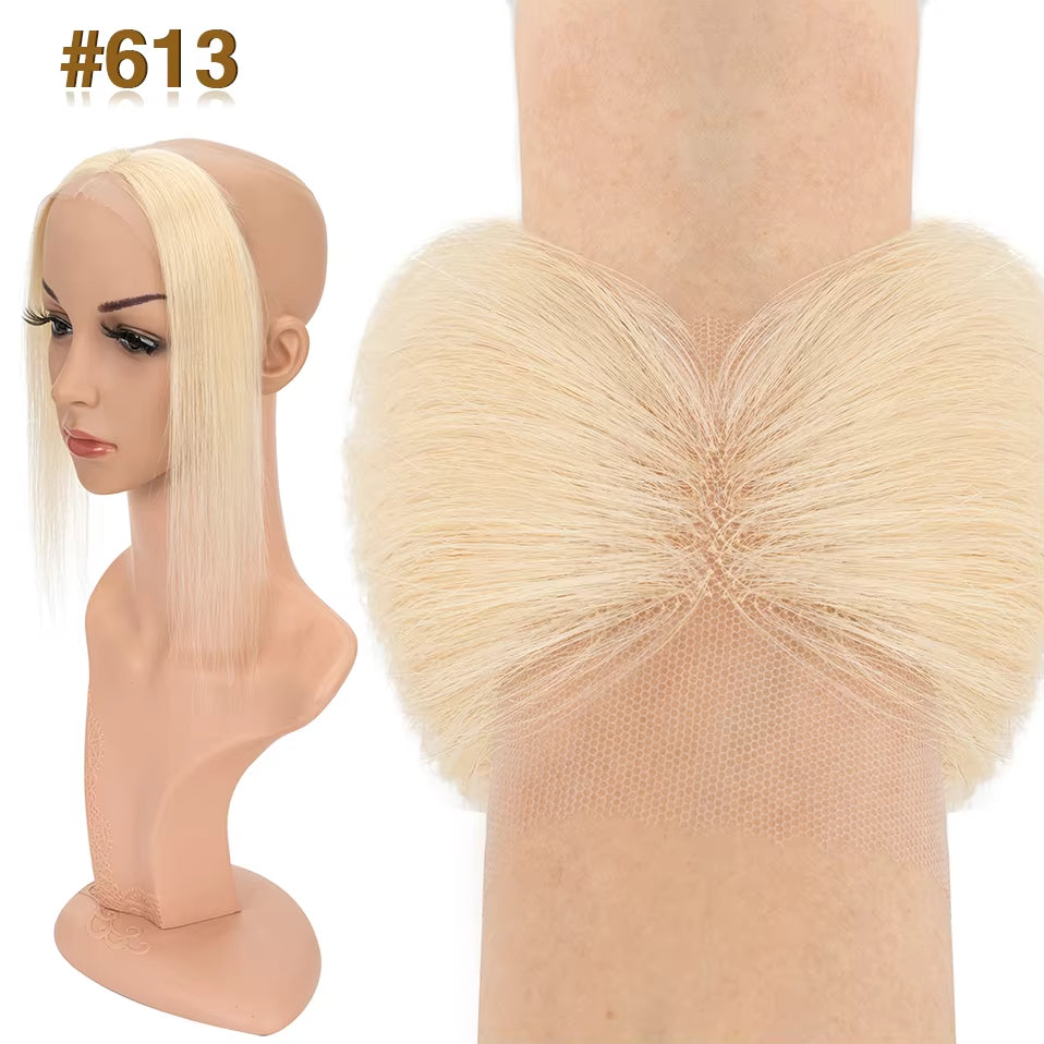 Lace Front Human Hair Toppers Hairline Hair Patch Hand-woven Single Knot Natural Invisible Replacement Hairpiece