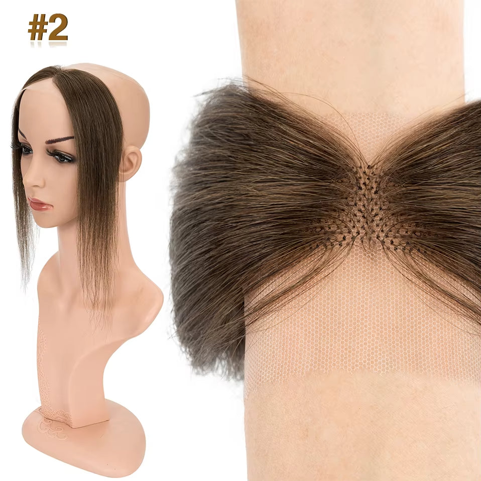 Lace Front Human Hair Toppers Hairline Hair Patch Hand-woven Single Knot Natural Invisible Replacement Hairpiece