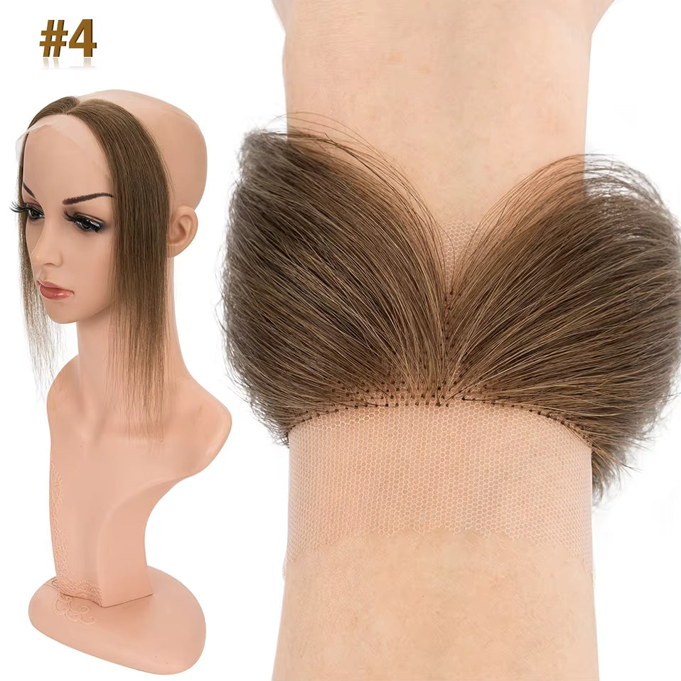 Lace Front Human Hair Toppers Hairline Hair Patch Hand-woven Single Knot Natural Invisible Replacement Hairpiece