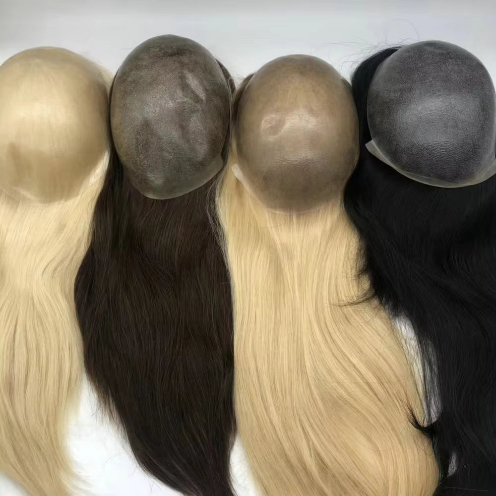 Injected Full Thin PU Base Human Hair Toppers for Women