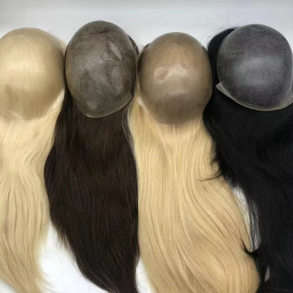 Injected Full Thin PU Base Human Hair Toppers for Women