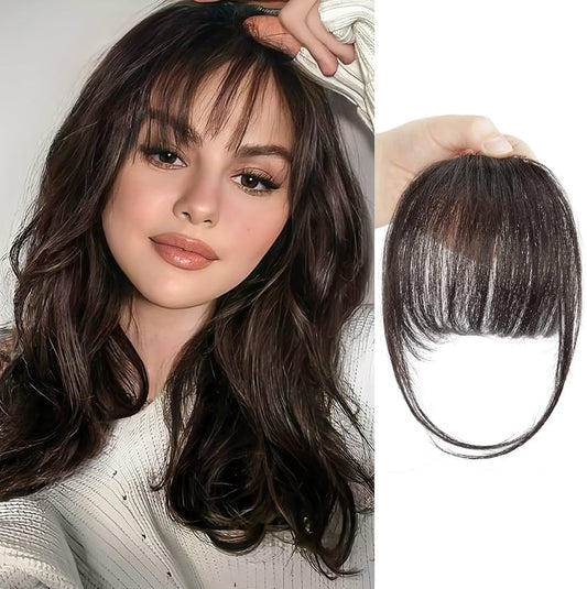 100% Human Hair Wispy Bangs Fringe Clip in Bangs Hairpieces for Women Fake Bangs for Daily Wear