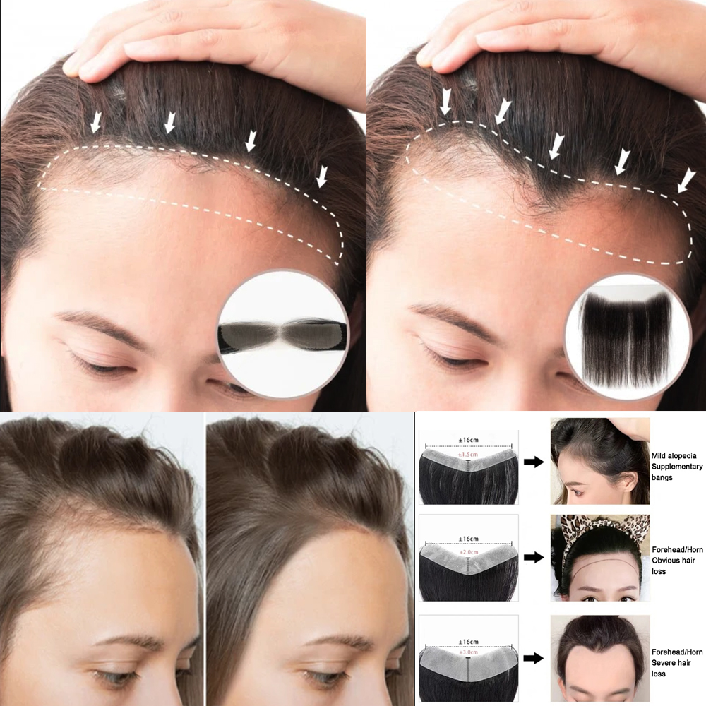 Lace Front Human Hair Toppers Hairline Hair Patch Hand-woven Single Knot Natural Invisible Replacement Hairpiece