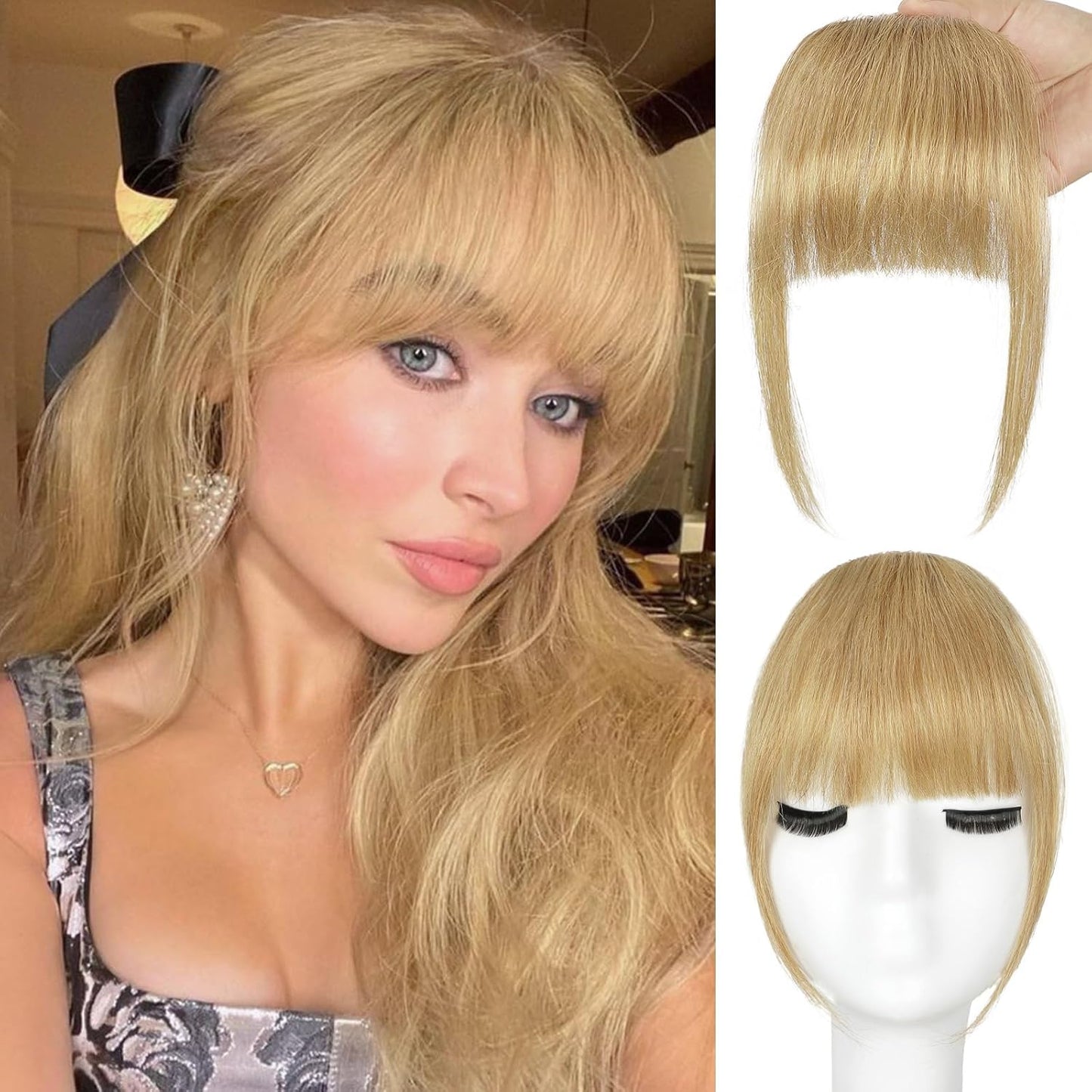 100% Human Hair Wispy Bangs Fringe Clip in Bangs Hairpieces for Women Fake Bangs for Daily Wear