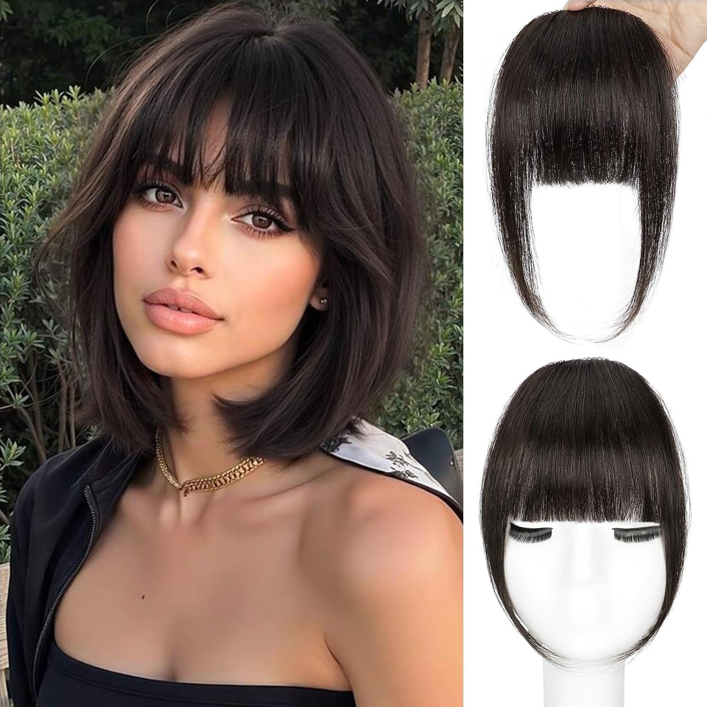 100% Human Hair Wispy Bangs Fringe Clip in Bangs Hairpieces for Women Fake Bangs for Daily Wear