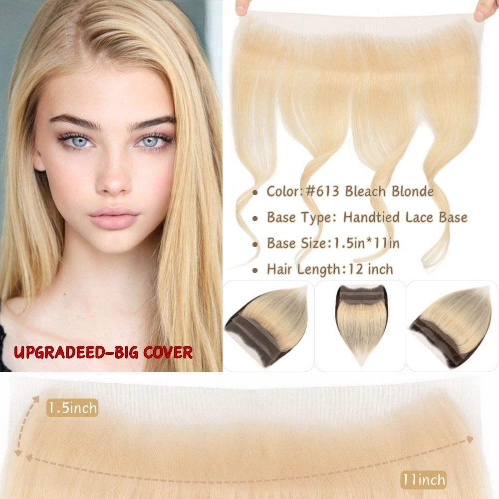 Lace Front Human Hair Toppers Hairline Hair Patch Hand-woven Single Knot Natural Invisible Replacement Hairpiece