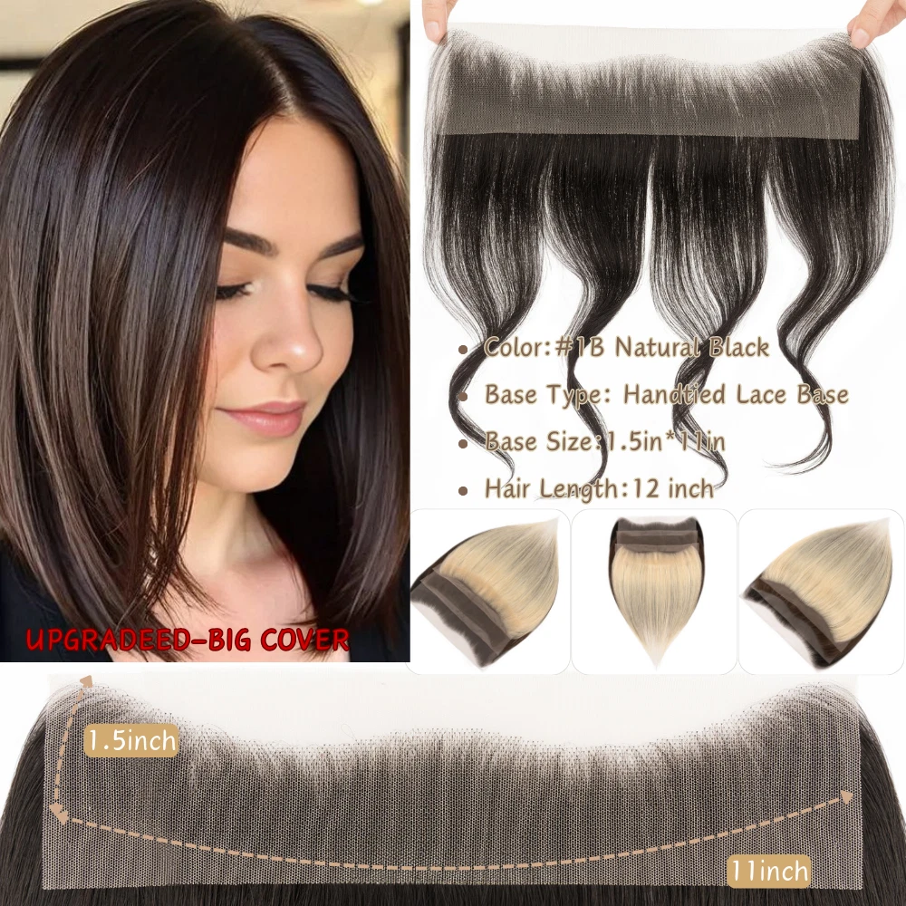 Lace Front Human Hair Toppers Hairline Hair Patch Hand-woven Single Knot Natural Invisible Replacement Hairpiece