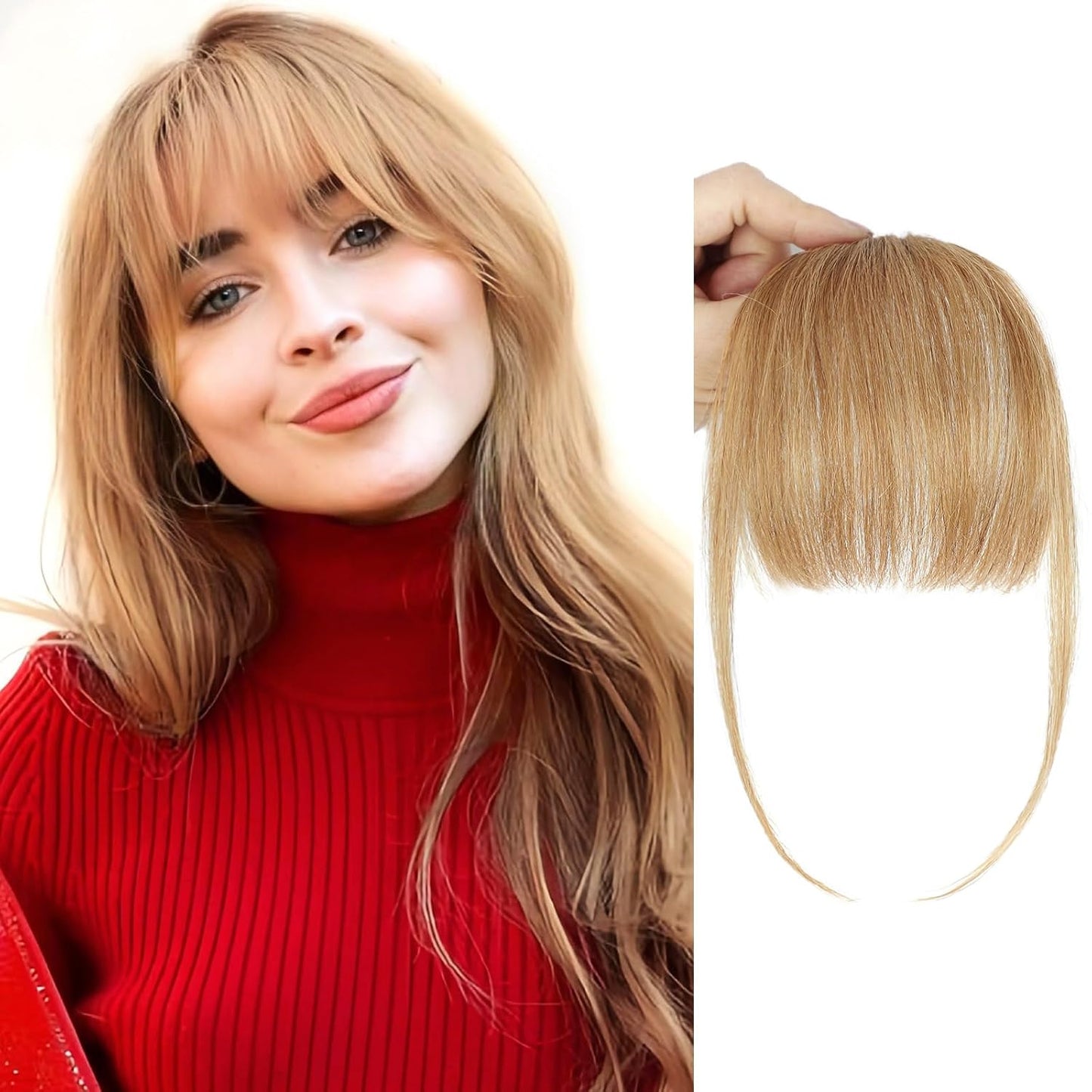 100% Human Hair Wispy Bangs Fringe Clip in Bangs Hairpieces for Women Fake Bangs for Daily Wear