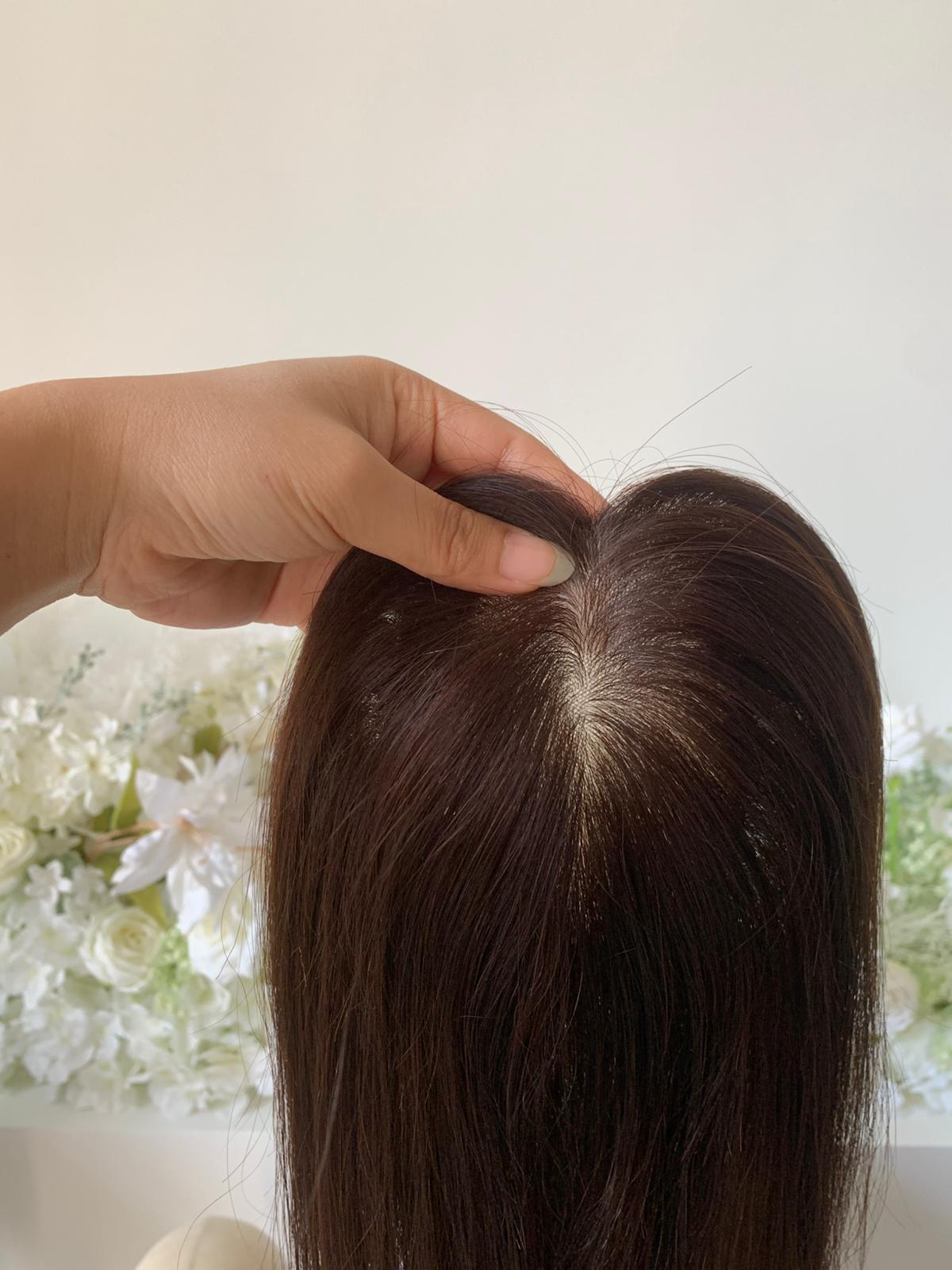 Straight Human Hair Toppers for Women Real Human Hair With Bangs, Hair Pieces for Thinning Hair Wiglets